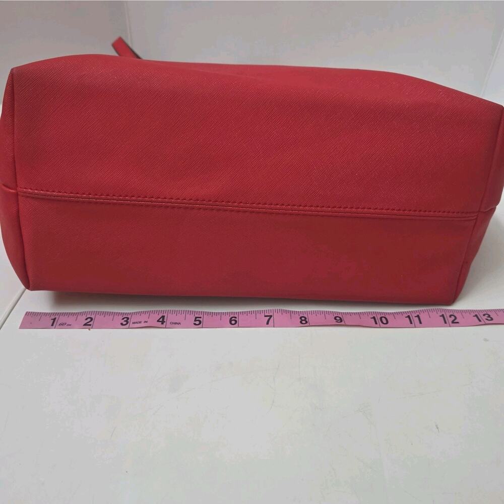 Michael Kors Large Red Signature Tote Shoulder Bag Jet Set Purse - Picture 10 of 12